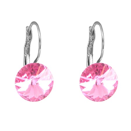 Náušnice Rivoli so Swarovski Elements visiaci Light Rose 12 mm svetlo ružová