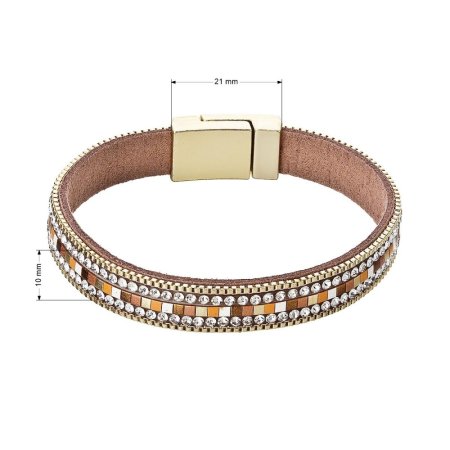 Náramek světle hnědý textilní 53008.3 gold