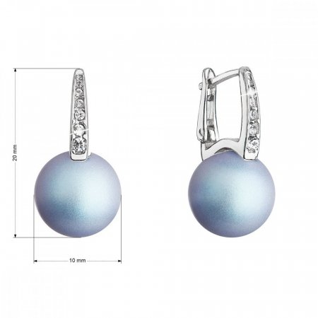 Strieborné náušnice visiace so Swarovski modrou perlou a kryštály 31301.3 Svetlo Modrá