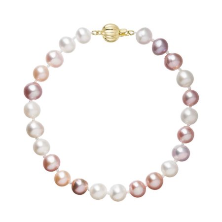Perlový náramok z riečnych perál so zapínaním zo 14 karátového zlata 923004.3/9272A multi