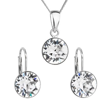 Sada šperků s krystaly Swarovski náušnice a přívěsek bílé kulaté 39140.1 Krystal