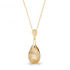 Stříbrný pozlacený náhrdelník se Swarovski Elements zlatá kapka Dainty Drop NG610616GS Gold Shadow