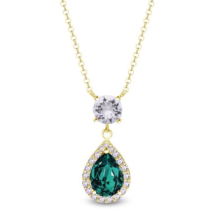 Strieborný náhrdelník s kryštálmi Swarovski Elements Briselle NCPG4320EMC Emerald