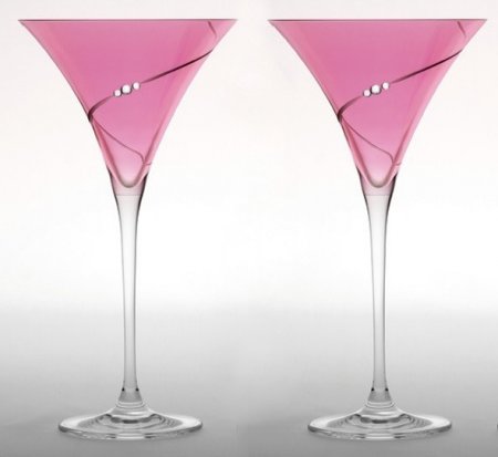 Růžové sklenice se Swarovski Elements Martini 240 ml