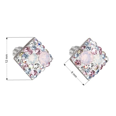 Stříbrné náušnice pecka s krystaly Swarovski růžový kosočtverec 31169.3 Magic Rose