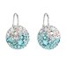 Stříbrné náušnice visací s krystaly Swarovski modré kulaté 31176.3 Light Turquoise