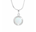 Stříbrný náhrdelník s kulatým opálem a krystaly Swarovski White velký