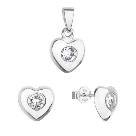 Sada šperků s krystaly Swarovski náušnice a přívěsek bílé srdce 39176.1 Krystal