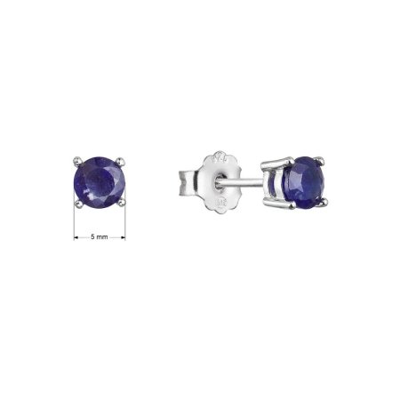 Strieborné náušnice kôstky s pravými minerálnymi kameňmi temne modré 11483.3 sapphire blue