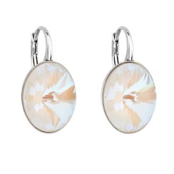 Strieborné náušnice visiace s kryštálmi Swarovski biely ovál 31275.4 Light Grey Delite
