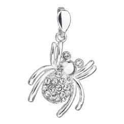 Strieborný prívesok s kryštálmi Swarovski biely pavúk 34220.1 Krystal