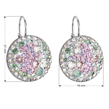 Strieborné náušnice visiace s kryštálmi Swarovski mix farieb okrúhle 31161.3 Sakura