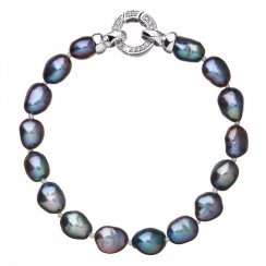 Perlový náramek z pravých říčních perel modrý 23011.3 Peacock