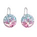 Stříbrné náušnice visací s krystaly Swarovski mix barev kulaté 31176.3 Water Lilly