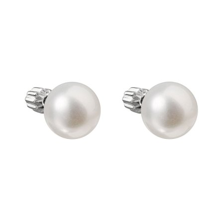 Stříbrné náušnice pecky s bílou říční perlou 21004.1 8 mm