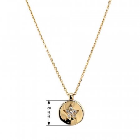 Zlatý 14 karátový náhrdelník placička s bílou hvězdičkou 92Z00014 Krystal