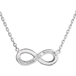 Stříbrný náhrdelník s krystaly Swarovski bílé infinity nekonečno 32023.1 Krystal