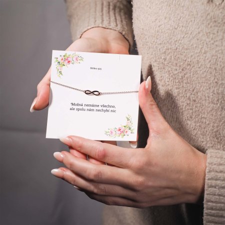 Pozlacený stříbrný ROSE náramek nekonečno 63010 rose