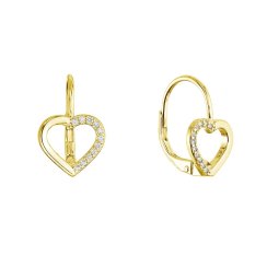 Pozlacené stříbrné náušnice srdce 11716.1
