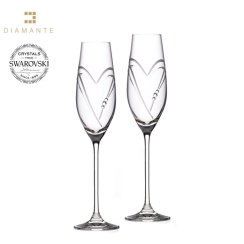 Poháre flauty na sekt so Swarovski Elements Hearts 210 ml