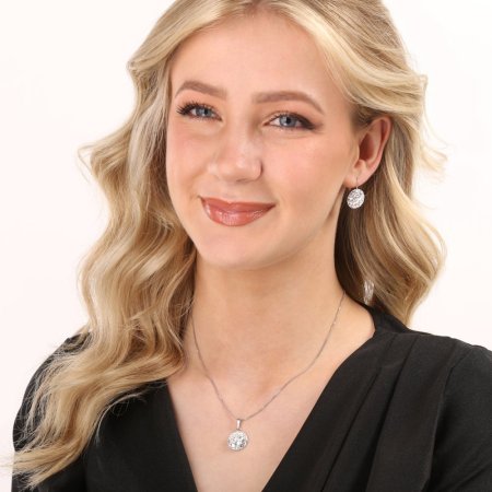 Sada šperků s krystaly Swarovski náušnice a přívěsek bílé kulaté 39117.1 Krystal