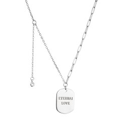 Strieborný náhrdelník placička ETERNAL LOVE a prívesok s mini zirkónikom 12070.1