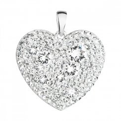 Stříbrný přívěsek s krystaly Swarovski bílé srdce 34243.1 Krystal