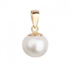 Zlatý 14 karátový prívesok s bielou riečnou perlou 924001.1 Biely