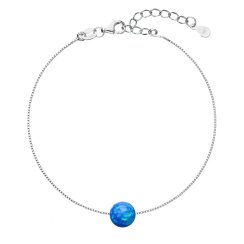 Stříbrný náramek se syntetickým opálem modrý kulatý 13019.3 Blue s. Opal