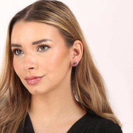 Strieborné náušnice pecka s kryštálmi Swarovski mix farieb okrúhle 31136.4 Galaxy