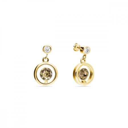 Náušnice hnědé se Swarovski Elements Punct Gold KCG1088SS18LCT Light Colorado Topaz