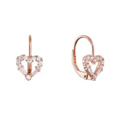 Pozlátené strieborné náušnice srdca 11717.1 rose gold