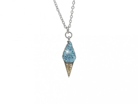 Oceľový náhrdelník zmrzlina s kryštálmi Swarovski Elements Aqua