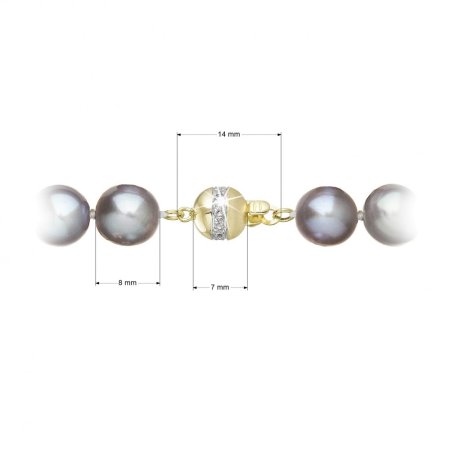 Perlový náhrdelník z říčních perel se zapínáním ze 14 karátového zlata 922028.3/9266A grey
