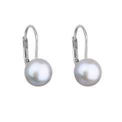 Zlaté 14 karátové náušnice biele zlato so šedou riečnou perlou 821009.3 Grey