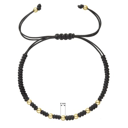 Kabbalah náramok čierny so zlatými guličkami 93T00101 black