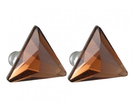 Náušnice so Swarovski Elements trojuholník Smoked Topaz 11 mm