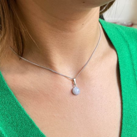 Strieborný prívesok s pravým minerálnym kameňom 14033.3 Achát Blue Lace