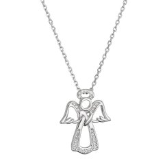 Stříbrný náhrdelník anděl se zirkony 12121.1