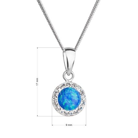 Náhrdelník so syntetickým opálom a krištáľmi Preciosa modrý okrúhly 32083.1 Blue