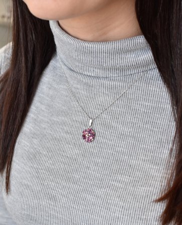 Stříbrný přívěsek s krystaly Swarovski fialový kulatý 34225.3 Amethyst