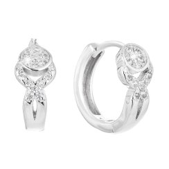 Strieborné náušnice kruhy so zirkónom v bielej farbe 11322.1