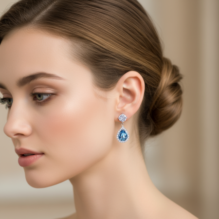 Strieborné náušnice visiace s kryštálmi Swarovski Elements Briselle KCP4320AQC Aqua