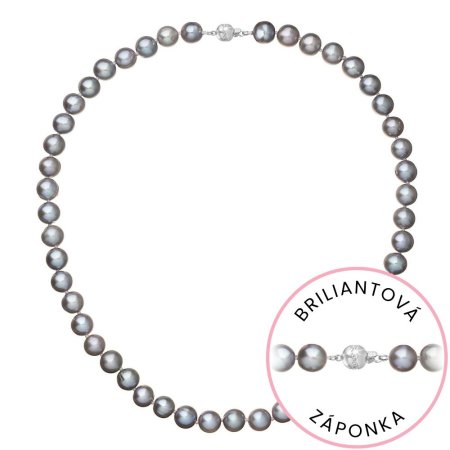 Perlový náhrdelník z riečnych perál so zapínaním z bieleho 14 karátového zlata 822028.3/9266B grey