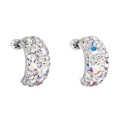 Stříbrné náušnice visací s krystaly Swarovski ab efekt půlkruh 31164.2 AB