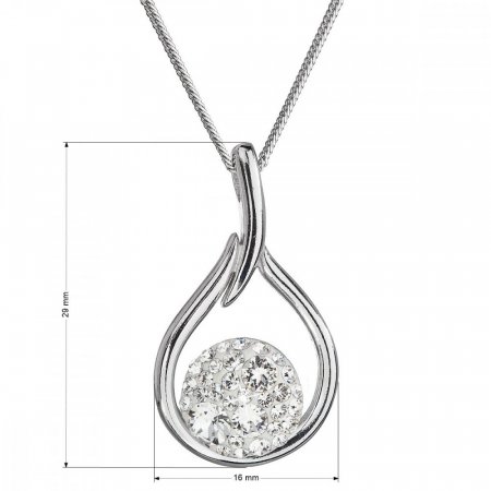Stříbrný náhrdelník se Swarovski krystaly bílá kapka 32075.1 Krystal