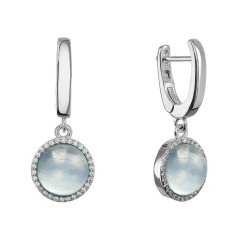 Stříbrné visací náušnice s pravým akvamarínem 11734.3