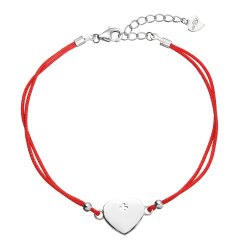 Kabbalah náramok so strieborným srdcom 13049.3 red