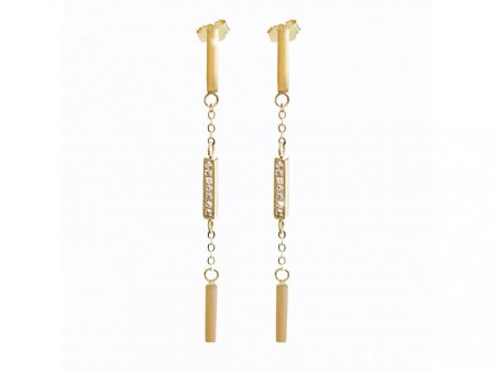 Řetízkové pozlacené náušnice se Swarovski Elements čárka Gold Shadow