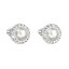 Stříbrné náušnice pecka s krystaly Swarovski a bílou perlou kulaté 31314.1 White